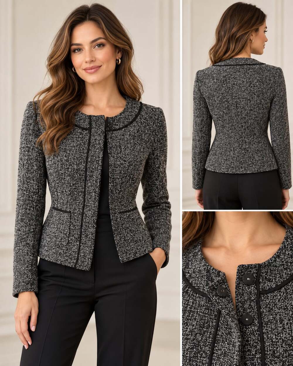 Banana Republic Tweed Blazer Size 2 Black White